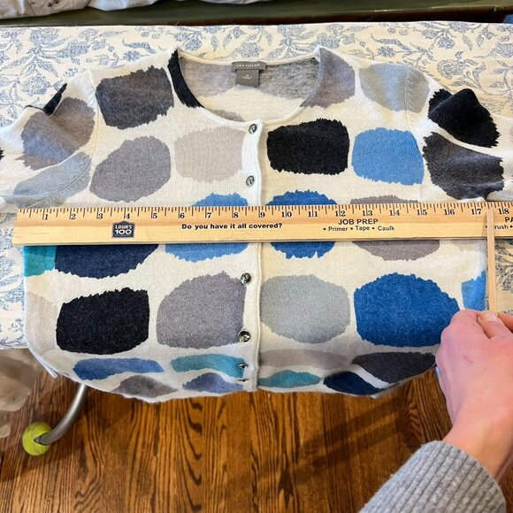 Ann Taylor Angora Lambswool Polka Dot Cropped Cardigan Sweater Womens M – FLAW - Picture 7 of 10